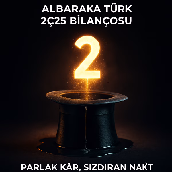  Albaraka Türk 2025 ikinci çeyrek bilanço analizini temsil eden, kâr ve nakit paradoksu konseptli kapak görseli.
