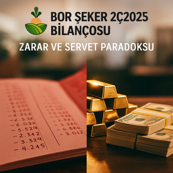 Bor Şeker 2Ç2025 bilanço analizini temsil eden, zarar ve nakit paradoksunu gösteren konsept kapak görseli.