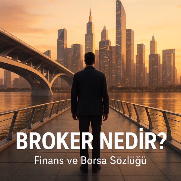 Broker nedir sorusunu cevaplayan, aracı kurum kavramını anlatan finansal konsept görseli.