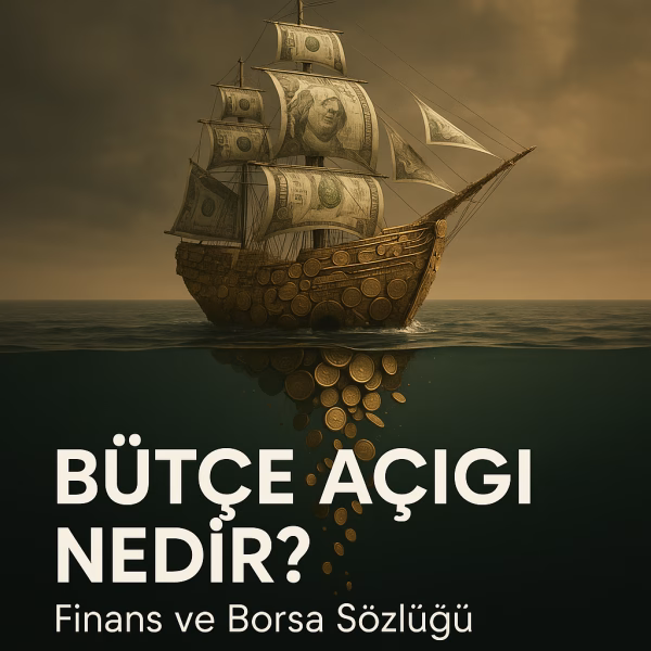 Bütçe açığı nedir sorusunu cevaplayan ve devletin harcamalarının gelirlerini aşması durumunu metaforik olarak anlatan finansal konsept görseli.
