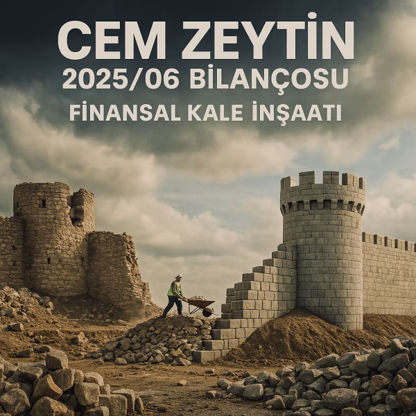 Cem Zeytin 2025 ikinci çeyrek bilanço analizini temsil eden finansal kale inşaatı konsept kapak görseli.