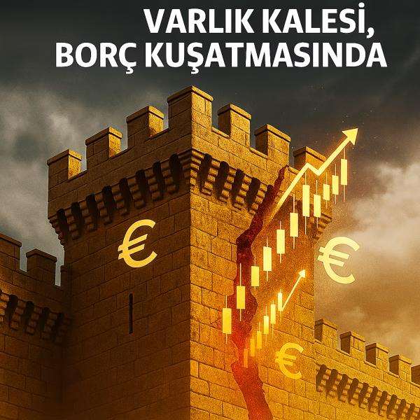 Doğuş GYO 2025 ikinci çeyrek bilanço analizini temsil eden, surlarında çatlak olan bir kale konsepti.