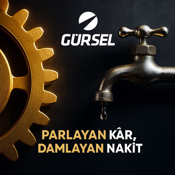 Gürsel Turizm 2025 6 aylık bilanço analizini temsil eden, kârlılık ve nakit akışı arasındaki çelişkiyi gösteren kapak görseli.