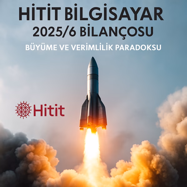 Hitit Bilgisayar 2025 ikinci çeyrek bilanço analizini temsil eden, ileri atılan bir roket metaforu.