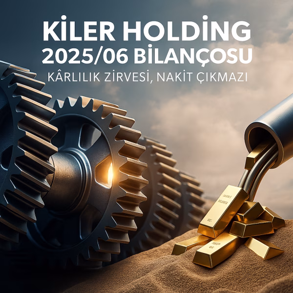 Kiler Holding 2025 ilk yarı bilanço analizini temsil eden, kârlılık ve nakit akışı paradoksunu gösteren konsept kapak görseli
