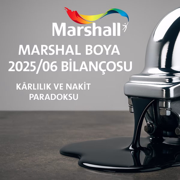 Marshall Boya 2025 ilk yarı bilanço analizini temsil eden, parlak bir makineden sızan yağı gösteren konsept kapak görseli.