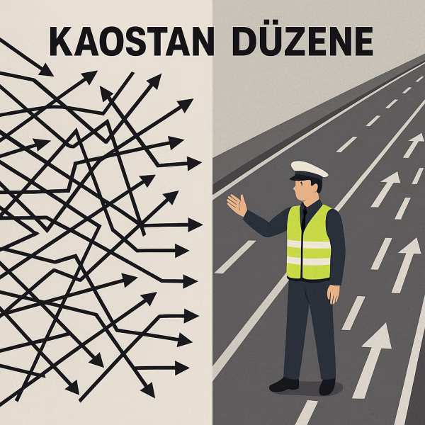 Volatilite Bazlı Tedbir Sistemi'nin (VBTS) piyasadaki kaosu nasıl düzene soktuğunu anlatan infografik.