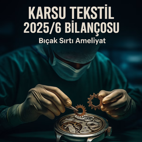 Karsu Tekstil 2025 ikinci çeyrek bilanço analizini temsil eden, finansal ameliyat konseptli kapak görseli.