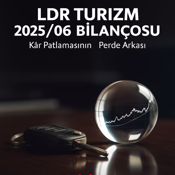 LDR Turizm (LIDER) 2025 ikinci çeyrek bilanço analizini temsil eden, araba anahtarı ve borsa küresi konseptli kapak görseli.