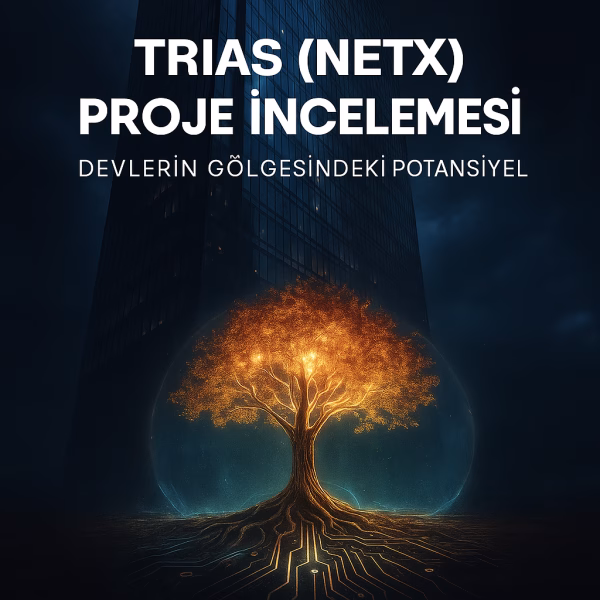 Trias (TRIAS) proje incelemesini temsil eden, dev bir gökdelenin gölgesinde büyüyen dijital bir ağaç konsepti.