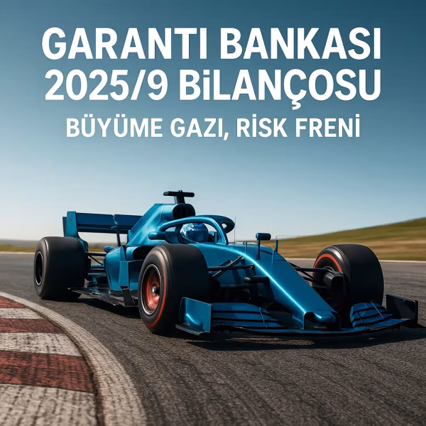 Garanti Bankası 2025 9 aylık bilanço analizini temsil eden, hız ve kontrol metaforlu konsept kapak görseli.
