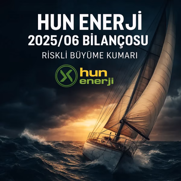 Hun Enerji 2025 ikinci çeyrek bilanço analizini temsil eden, fırtınalı denizde ilerleyen bir tekne konsept kapak görseli.