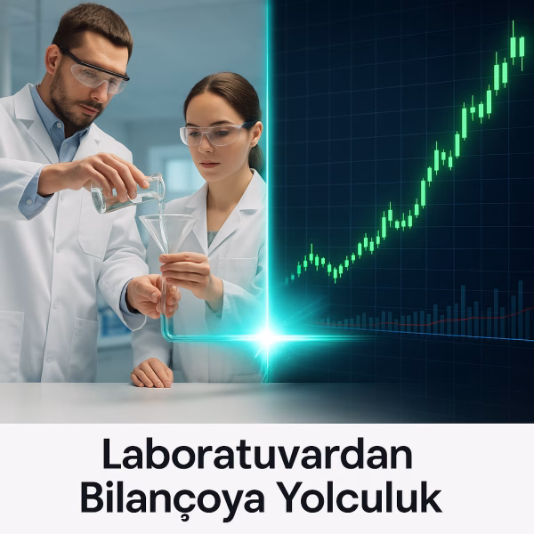 Ar-Ge sürecinin bilimsel çalışmadan finansal değere dönüşümünü gösteren konsept görsel.