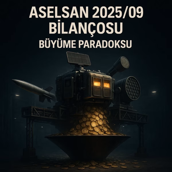 Aselsan 2025 üçüncü çeyrek bilanço analizini temsil eden, nakit tüketen bir büyüme makinesi konsept kapak görseli.