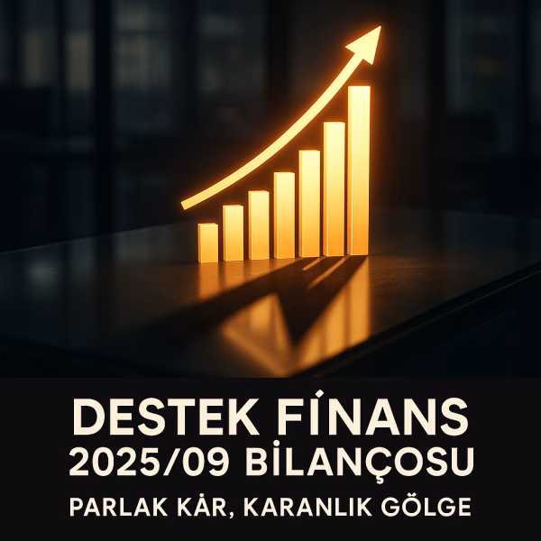 Destek Finans Faktoring 2025 üçüncü çeyrek bilanço analizini temsil eden, parlayan bir kâr grafiği ve onun karanlık gölgesi konsept kapak görseli.