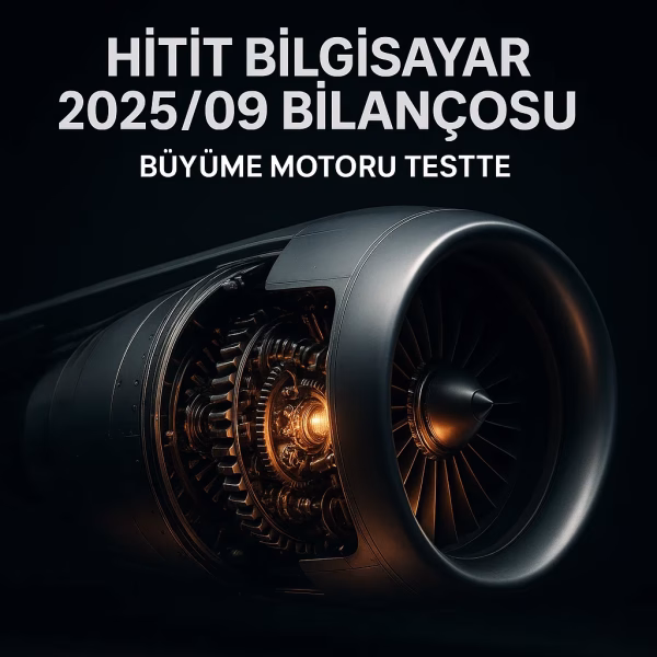 Hitit Bilgisayar 2025 üçüncü çeyrek bilanço analizini temsil eden, çalışan bir uçak motoru konsept kapak görseli.