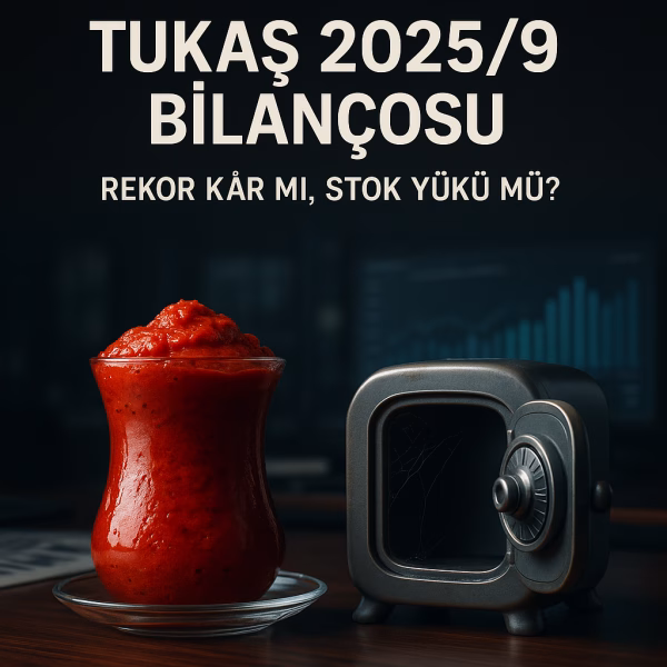 Tukaş 2025 3. çeyrek bilanço analizi kapak görseli; dolu salça bardağı ve boş kasa metaforu.