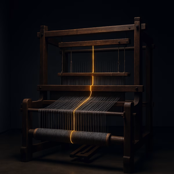 YÜNSA 2025 3. çeyrek bilanço analizini temsil eden, dokuma tezgahı ve altın iplik konseptli kapak görseli.