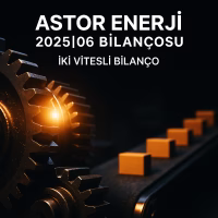 Astor Enerji 2025 ilk yarı bilanço analizini temsil eden, verimlilik ve büyüme çelişkisi konseptli kapak görseli.