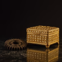 Eczacıbaşı İlaç 2025 ikinci çeyrek bilanço analizini temsil eden, parlak bir kutu ve çatlak bir dişli metaforu içeren kapak görseli.