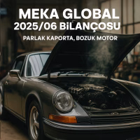 MEKA Global 2025 ikinci çeyrek bilanço analizini temsil eden parlak ama motoru bozuk araba konseptli kapak görseli.