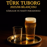 Türk Tuborg 2025 ilk yarı bilanço analizini temsil eden kârlılık ve nakit paradoksu konseptli kapak görseli.