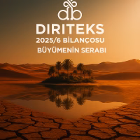 Diriteks (DIRIT) 2025 ikinci çeyrek bilanço analizini temsil eden, çölde bir serap konseptli kapak görseli.