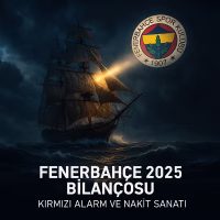 Fenerbahçe 2025 bilanço analizini temsil eden, fırtınalı denizde yolunu arayan bir gemi konseptli kapak görseli.