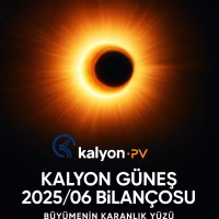 Kalyon Güneş (KLYPV) 2025 ilk yarıyıl bilanço analizini temsil eden, parlayan ciro ve büyüyen zarar metaforlu kapak görseli.