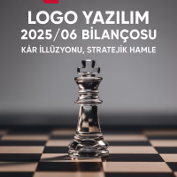 Logo Yazılım 2025 ikinci çeyrek bilanço analizini temsil eden satranç taşı metaforlu konsept kapak görseli.