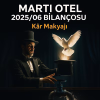 Martı Otel Haziran 2025 bilanço analizini temsil eden, kâr ve nakit akışı çelişkisini gösteren konsept kapak görseli.