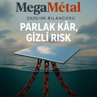 Mega Metal 2025 ikinci çeyrek bilanço analizini temsil eden, parlak metalin paslı zincirlerle çekilmesi konseptli kapak görseli.