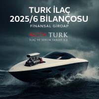 Turk İlaç (TRILC) 2025 ikinci çeyrek bilanço analizini temsil eden, motoru güçlü ama su alan bir tekne konseptli kapak görseli.