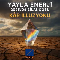 Yayla Enerji 2025 ikinci çeyrek bilanço analizini temsil eden, çölde parlayan bir prizma konseptli kapak görseli.