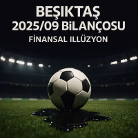 Beşiktaş 2025 üçüncü çeyrek bilanço analizini temsil eden, parlak bir futbol topu ve altından sızan petrol metaforu içeren konsept kapak görseli.