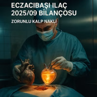 Eczacıbaşı İlaç 2025/09 bilanço analizini temsil eden, eski bir kalbin yeni bir enerji çekirdeğiyle değiştirildiği konsept kapak görseli.