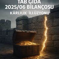 TAB Gıda 2025 ikinci çeyrek bilanço analizini temsil eden, hazine dolu kaledeki çatlak metaforlu kapak görseli.