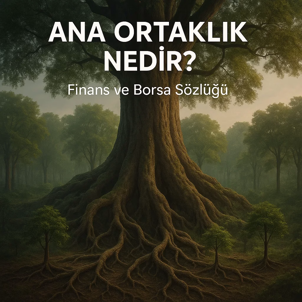 Ana Ortaklık nedir sorusunu cevaplayan, bir ana ağacın kökleriyle diğer ağaçları beslemesi metaforunu içeren finansal konsept görseli.