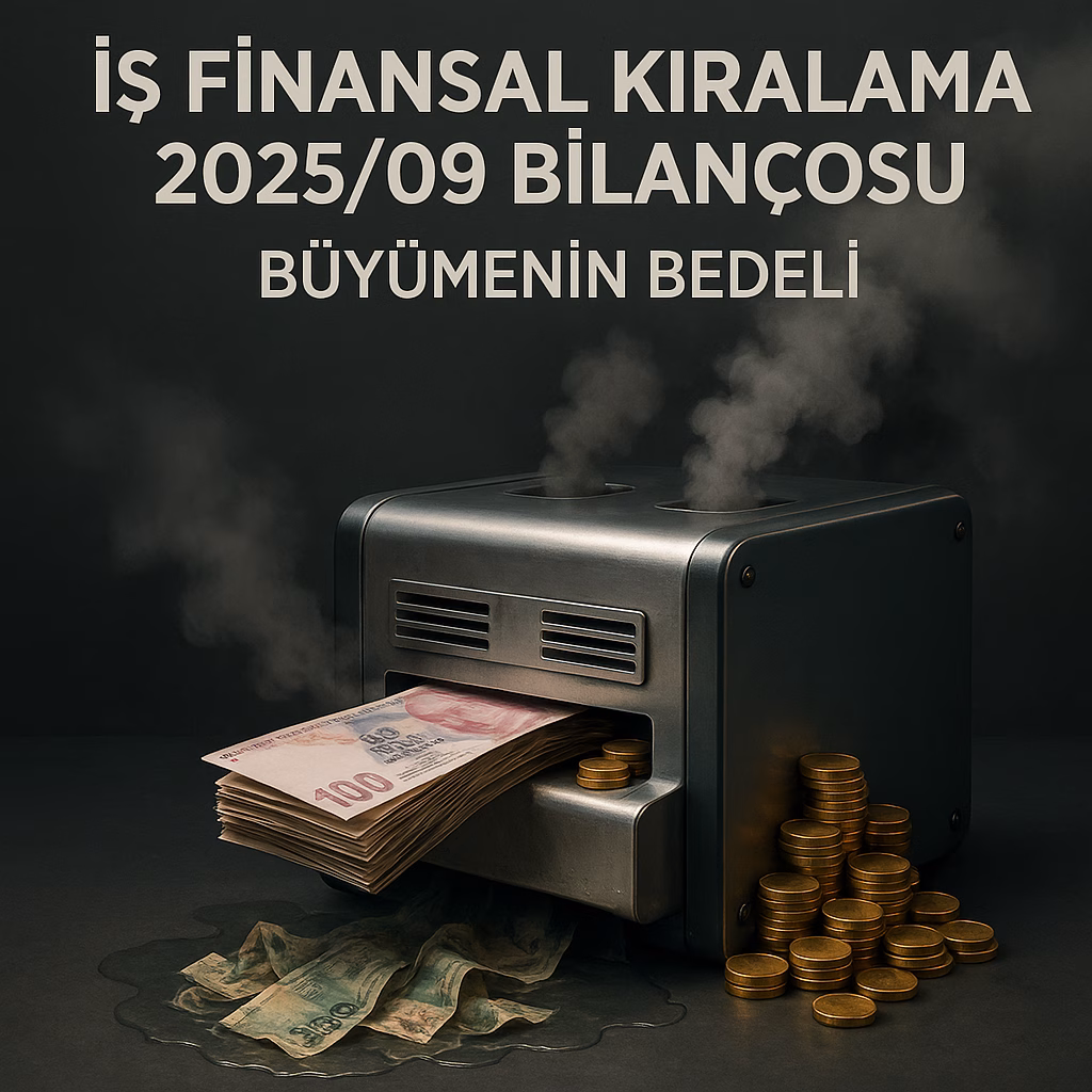 İş Finansal Kiralama 2025/09 bilanço analizini temsil eden, kâr üreten ancak nakit yakan bir makine konseptli kapak görseli.