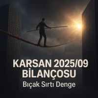 Karsan 2025 üçüncü çeyrek bilanço analizini temsil eden, ip üzerinde yürüyen bir cambaz görseli.