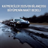 Katmerciler 2025/09 bilanço analizini temsil eden, hızla giderken arkasında nakit sızdıran bir araba konseptli kapak görseli.
