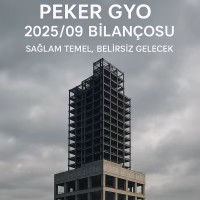 Peker GYO 2025/09 bilanço analizini temsil eden, sağlam temelli ama inşaat halinde bir bina konsepti.