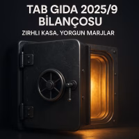 TAB Gıda 2025 3. çeyrek bilanço analizini temsil eden zırhlı kasa konseptli kapak görseli.
