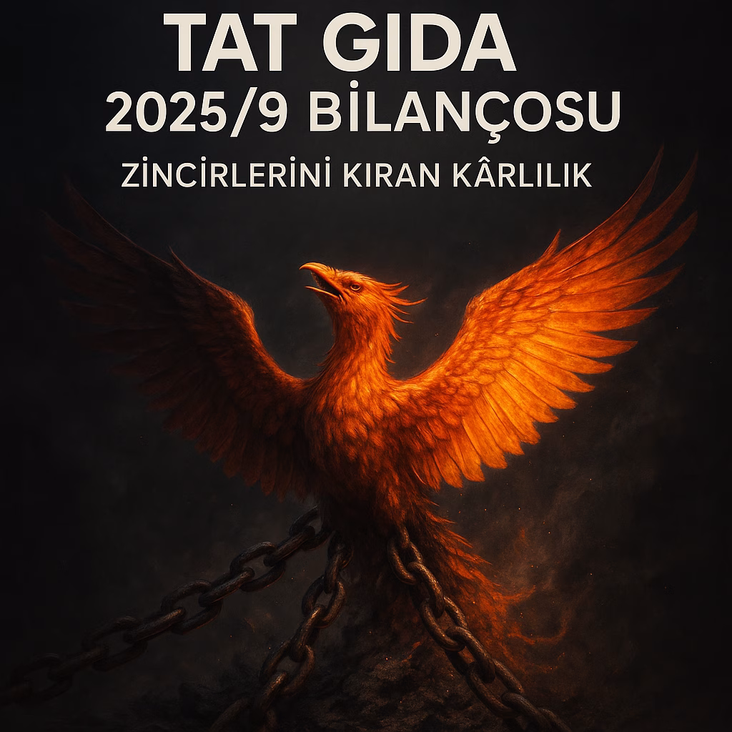 Tat Gıda 2025 üçüncü çeyrek bilanço analizini temsil eden, zincirlerini kırmaya çalışan anka kuşu konsept kapak görseli.