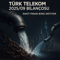 Türk Telekom 2025 üçüncü çeyrek bilanço analizini temsil eden, nakit akışının borçları eritip yatırıma dönüştüğünü gösteren konsept kapak görseli.