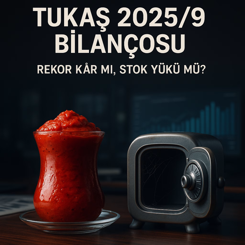 Tukaş 2025 3. çeyrek bilanço analizi kapak görseli; dolu salça bardağı ve boş kasa metaforu.