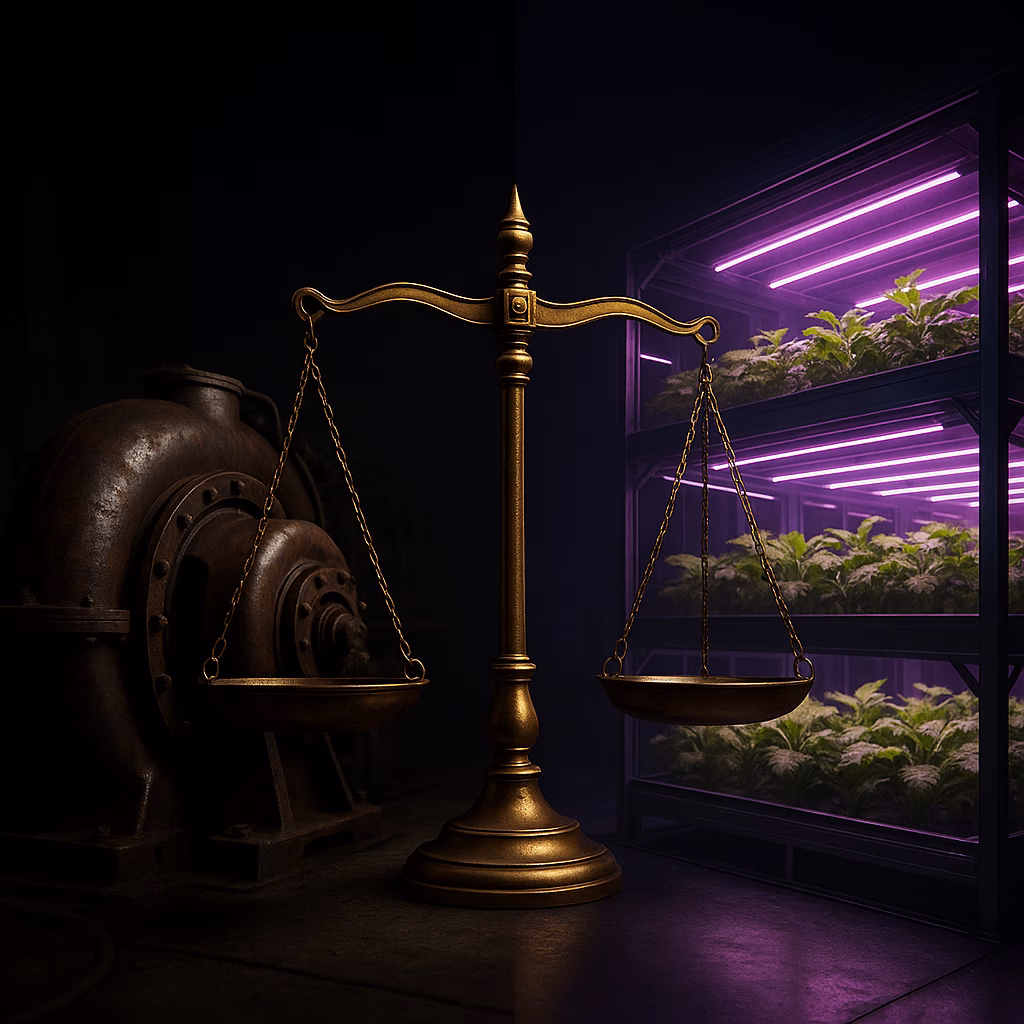 Alarko Holding 2025 3. çeyrek bilanço analizini temsil eden enerji santrali ve modern sera konseptli kapak görseli.