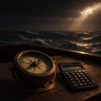 GSD Holding 2025 3. çeyrek bilanço analizini temsil eden pusula ve hesap makinesi konseptli kapak görseli.