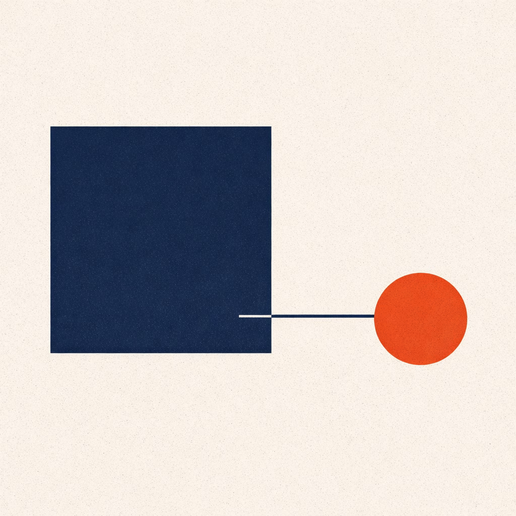 Bağlı ortaklık ve ana şirket arasındaki hiyerarşik kontrol ilişkisini simgeleyen minimalist İsviçre tarzı grafik illüstrasyon.