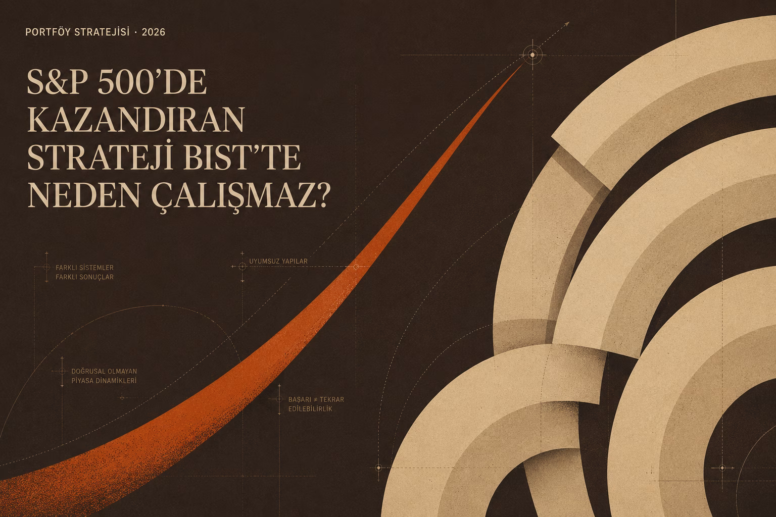 S&P 500 ve BIST 100 endeks fonu getirileri arasındaki yapısal farkı gösteren vektörel editoryal çizim.
